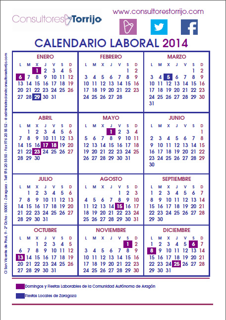  Calendario Laboral 2014